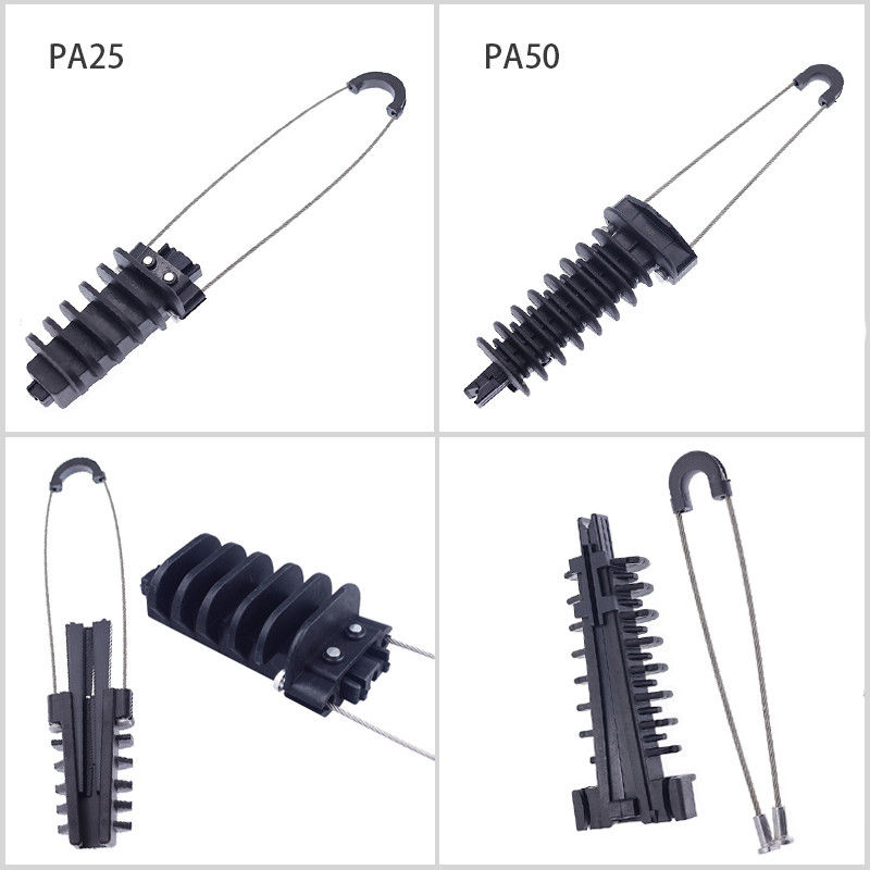 Plastic Overhead Line Dead End Cable Clamp Fiber Optic Anchoring Tension