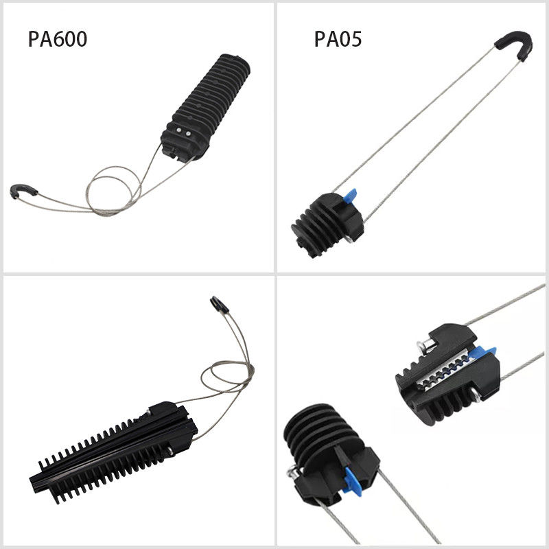 Plastic Overhead Line Dead End Cable Clamp Fiber Optic Anchoring Tension
