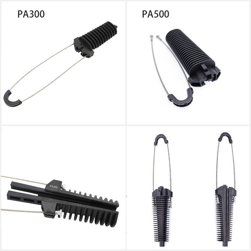 Plastic Overhead Line Dead End Cable Clamp Fiber Optic Anchoring Tension