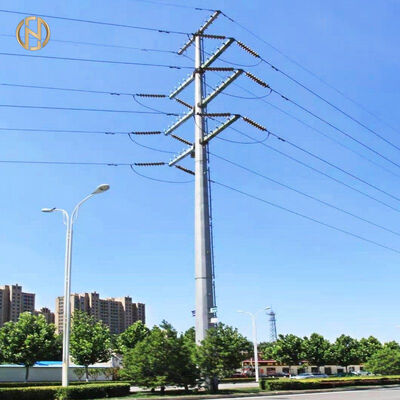 Tapered Overlap Joint Q355 Galvanized Steel Utility Pole, 15-20M Octagonal Power Distribution Pole for 10-35kV, Verified Source Manufacturer